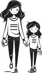 Family Fun Moments Happy Mom and Daughter Icon Cheerful Duo Cartoon Vector Graphic