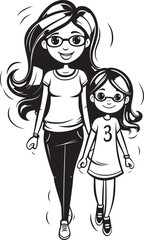 Cherished Moments Cartoon Vector Graphic Mommys Love Happy Family Emblem