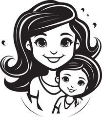 Joyful Journeys Cartoon Logo Design Moms Joyride Mother Daughter Vector Icon
