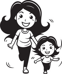 Joyous Connection Cartoon Vector Symbol Moms Joyride Mother Daughter Emblematic Emblem