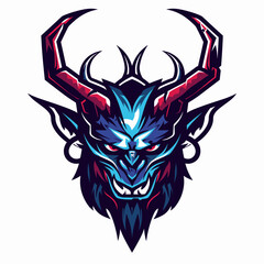 Obraz premium Vector esports logotype horned demon devil on white background, logo devil, icon devil, sticker devil, symbol devil, emblem devil, evil