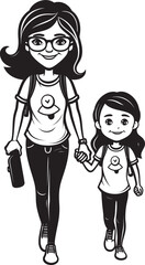 Loving Laughter Mother Daughter Iconic Emblem Mommys Tender Love Cartoon Logo Emblem