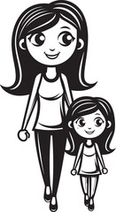 Family Fun Mother Daughter Vector Design Cheerful Moments Cartoon Symbolic Emblem