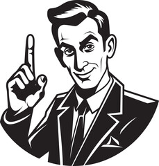 Expressive Pointing Mans Finger Iconic Design Symbolic Communication Cartoon Vector Graphic