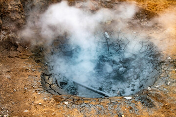 Iceland Geothermal Activity: Close-Up of Mud Volcano Eruption