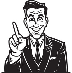 Symbolic Expression Finger Sign Iconic Design Playful Pose Cartoon Vector Graphic