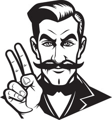 Symbolic Interaction Cartoon Vector Symbol Gesture Illustration Finger Sign Emblem