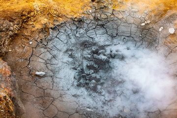 Iceland Geothermal Activity: Close-Up of Mud Volcano Eruption