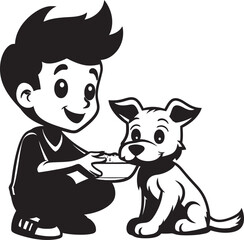 Puppy Love Cartoon Vector Icon Cherished Companions Small Boy and Puppy Graphic