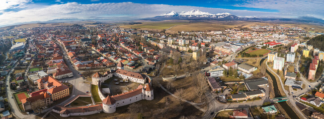 The town of Kezmarok with views of High Tatras, Slovakia - 755146761
