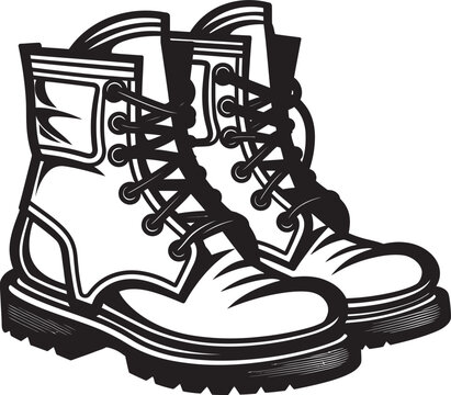 black and white combat boots clip art preview