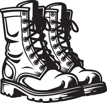 black and white combat boots clip art preview
