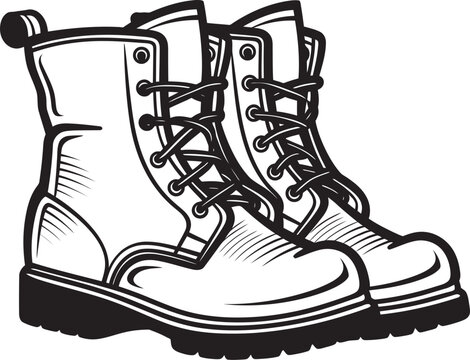 black and white boots clip art preview