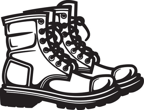 black and white combat boots clip art preview