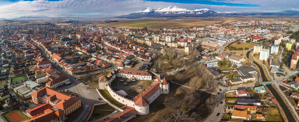 The town of Kezmarok with views of High Tatras, Slovakia - 755147756