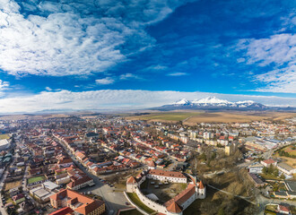 The town of Kezmarok with views of High Tatras, Slovakia - 755147927