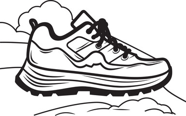 Trailblazer Trek Iconic Outdoor Shoe Emblem Adventure Footwear Vector Logo Graphic