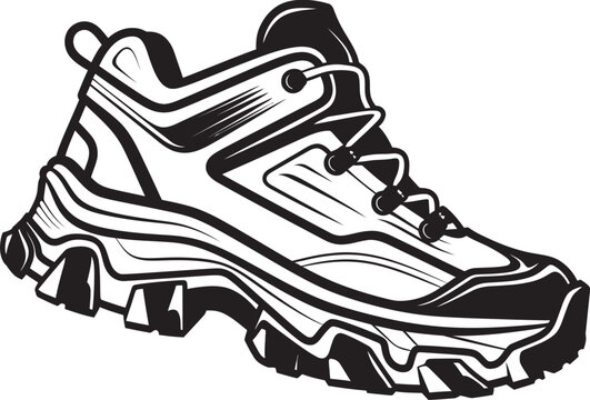 Trail Seeker Iconic Outdoor Shoe Emblem Outdoor Odyssey Vector Logo Icon
