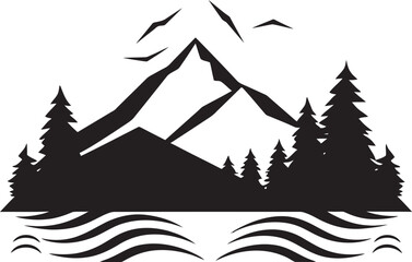 Obraz premium Tranquil Trek Clean Vector Nature Icon Earthly Elements Minimalistic Landscape Emblem