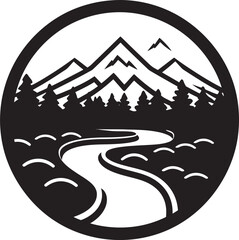 Natures Palette Minimalistic Landscape Emblem Serene Shores Simple Nature Logo Design