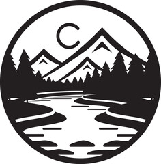 Earthly Equilibrium Simple Landscape Emblem Zen Silence Clean Nature Logo Design