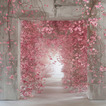 arche fleurs roses
