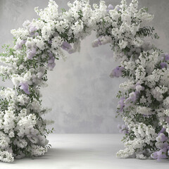 arrière plan, arche de fleurs blanches