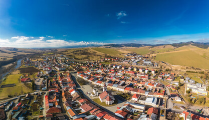Aerial panoramic view of the of Podolinec in Slovakia - 755150324