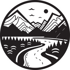 Natures Palette Minimalist Landscape Symbol Earthy Elements Vector Minimal Graphic