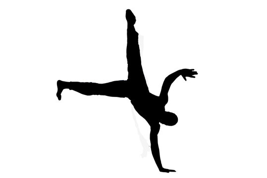 contemporary street dance silhouette capoeira body movement isolated on white transparent background vector image
