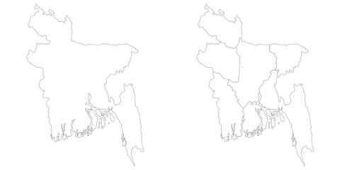 Bangladesh map. Map of Bangladesh in white set
