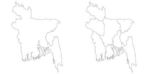Bangladesh map. Map of Bangladesh in white set