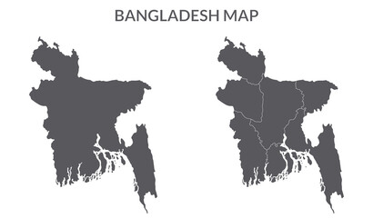 Bangladesh map. Map of Bangladesh in grey set - obrazy, fototapety, plakaty