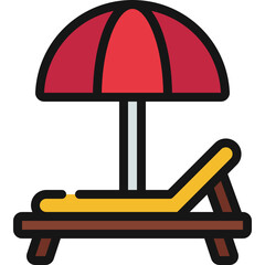 Sun Lounger With Umbrella Icon