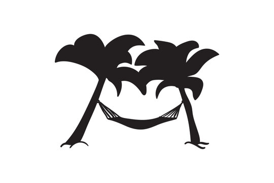 black palm trees with hammock clip art preview