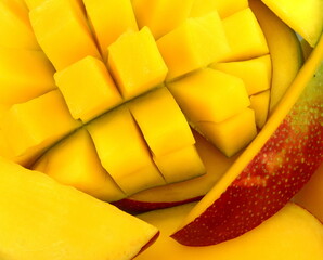 mango slice isolated on white background.