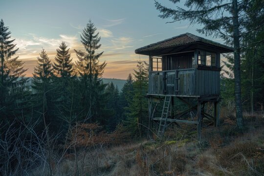Hunting lookout at the edge of the forest