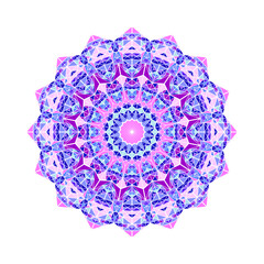 Geometrical colorful mosaic mandala - circular polygonal ornamental vector graphic from triangle tiles