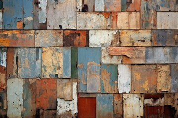 Weathered Rusty patchwork wall. Stone retro. Generate Ai