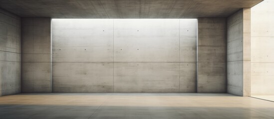 This is an empty room characterized by its concrete walls and floor. The stark interior provides a minimalist and industrial aesthetic. The coquina smooth finish adds a unique texture to the space.