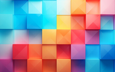 Abstract background with colorful cubes are stacked on top of each other, rainbow gradient color, render. Generative AI