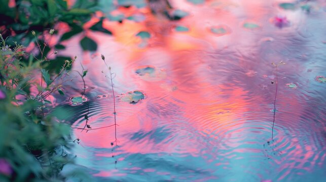 "Dawn's Reflection: Tranquility in Bloom"