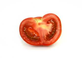 half tomato over white background