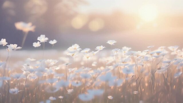 meadow with white flowers