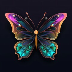 on a black background a colorful butterfly emblem