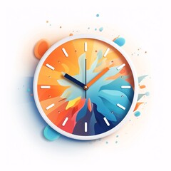 a colorful clock against a white background