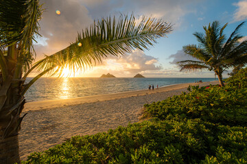 Sunrise at Lanikai Beach on Oahu, Hawaii