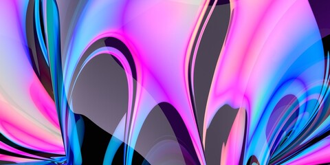 Fototapeta premium Abstract 3d render, iridescent background design, colorful illustration