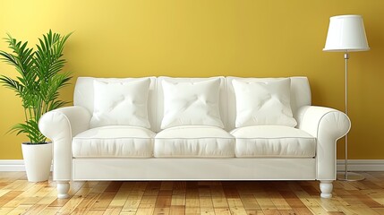 White Couch and Lamp in Living Room