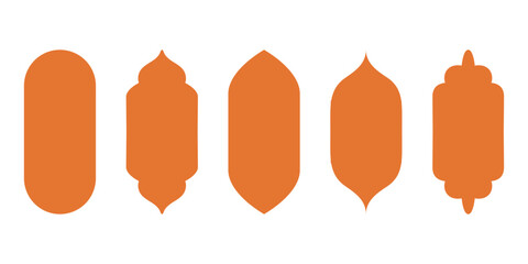 Set of Islamic window and arches in oriental style, Ramadan month, modern boho design